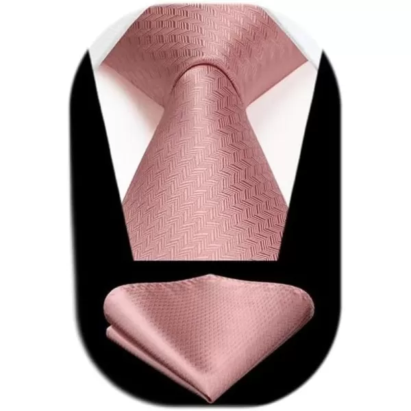 HISDERN Ties for Men Solid Houndstooth Neckties Handkerchief Formal Business Tie &amp; Pocket Square Set Wedding Party