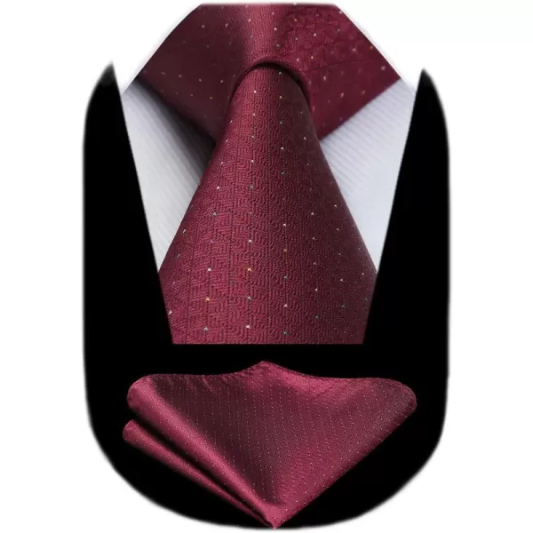 HISDERN Ties for Men Solid Houndstooth Neckties Handkerchief Formal Business Tie &amp; Pocket Square Set Wedding Party