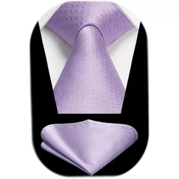 HISDERN Ties for Men Solid Houndstooth Neckties Handkerchief Formal Business Tie &amp; Pocket Square Set Wedding Party