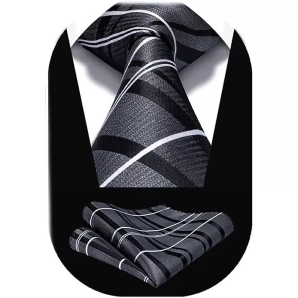 HISDERN Ties for Men Solid Houndstooth Neckties Handkerchief Formal Business Tie &amp; Pocket Square Set Wedding Party