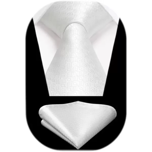 HISDERN Ties for Men Solid Houndstooth Neckties Handkerchief Formal Business Tie &amp; Pocket Square Set Wedding Party