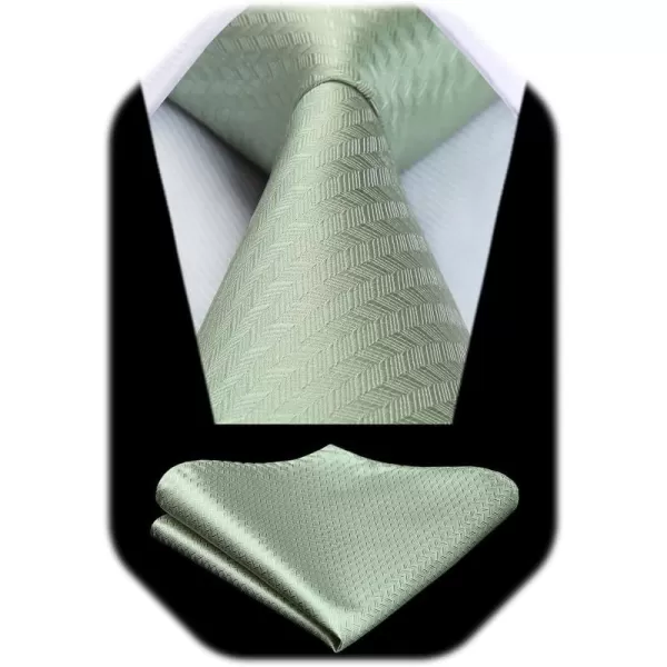 HISDERN Ties for Men Solid Houndstooth Neckties Handkerchief Formal Business Tie &amp; Pocket Square Set Wedding Party