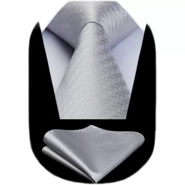 HISDERN Ties for Men Solid Houndstooth Neckties Handkerchief Formal Business Tie &amp; Pocket Square Set Wedding Party