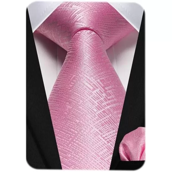 HISDERN Ties for Men Solid Houndstooth Neckties Handkerchief Formal Business Tie &amp; Pocket Square Set Wedding Party
