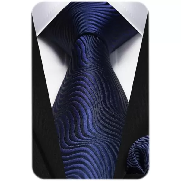 HISDERN Ties for Men Solid Houndstooth Neckties Handkerchief Formal Business Tie &amp; Pocket Square Set Wedding Party