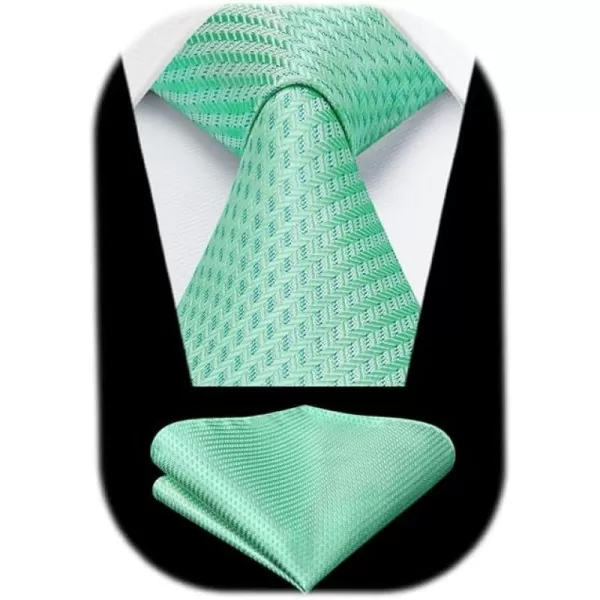 HISDERN Ties for Men Solid Houndstooth Neckties Handkerchief Formal Business Tie &amp; Pocket Square Set Wedding Party