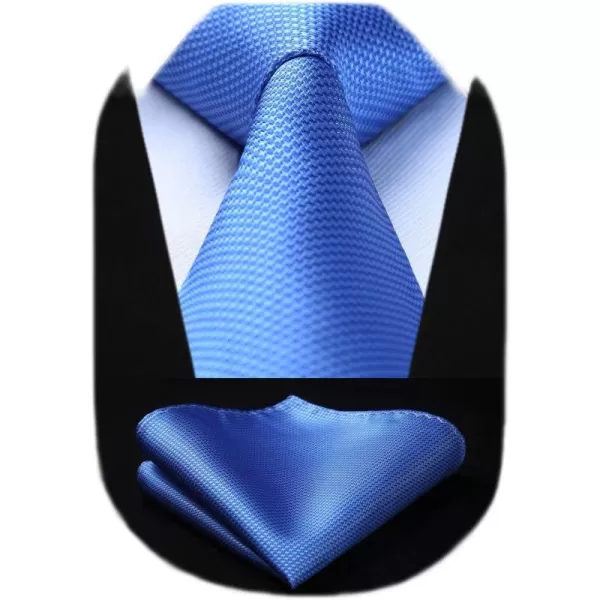 HISDERN Ties for Men Solid Houndstooth Neckties Handkerchief Formal Business Tie &amp; Pocket Square Set Wedding Party