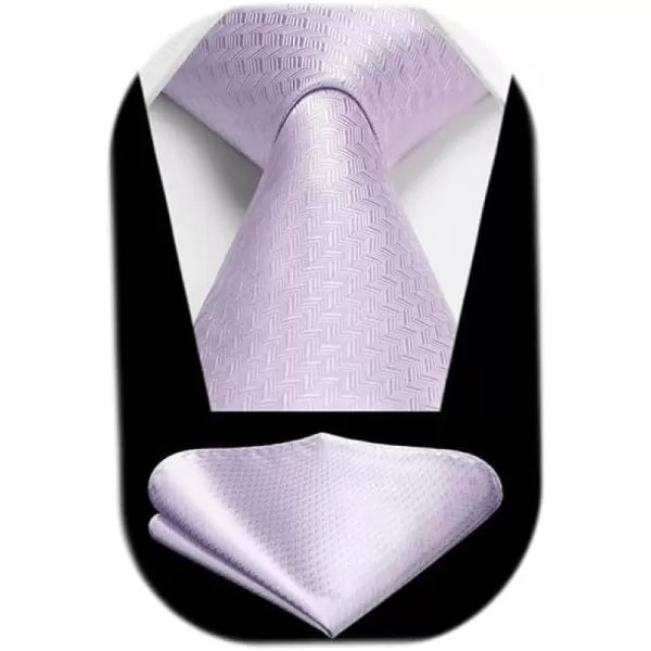 HISDERN Ties for Men Solid Houndstooth Neckties Handkerchief Formal Business Tie &amp; Pocket Square Set Wedding Party