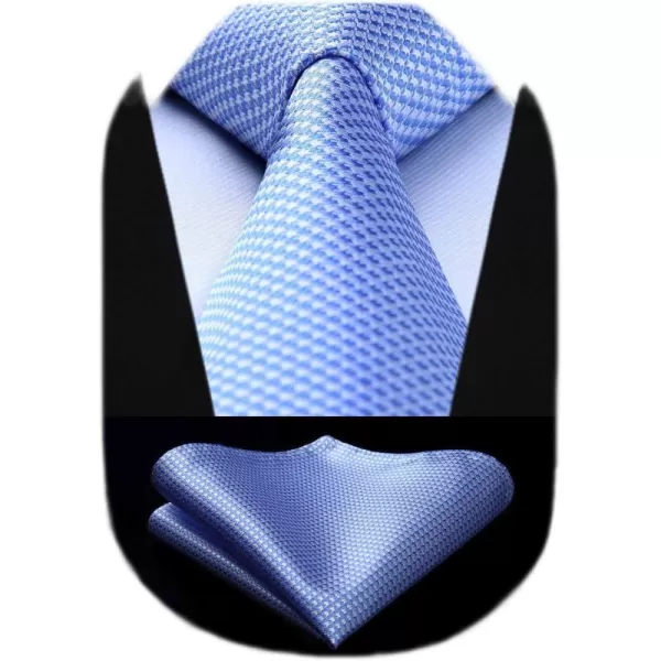 HISDERN Ties for Men Solid Houndstooth Neckties Handkerchief Formal Business Tie &amp; Pocket Square Set Wedding Party
