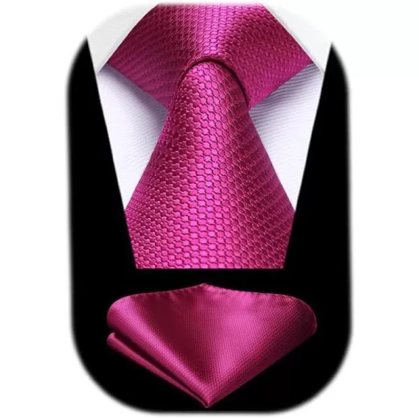 HISDERN Ties for Men Solid Houndstooth Neckties Handkerchief Formal Business Tie &amp; Pocket Square Set Wedding Party