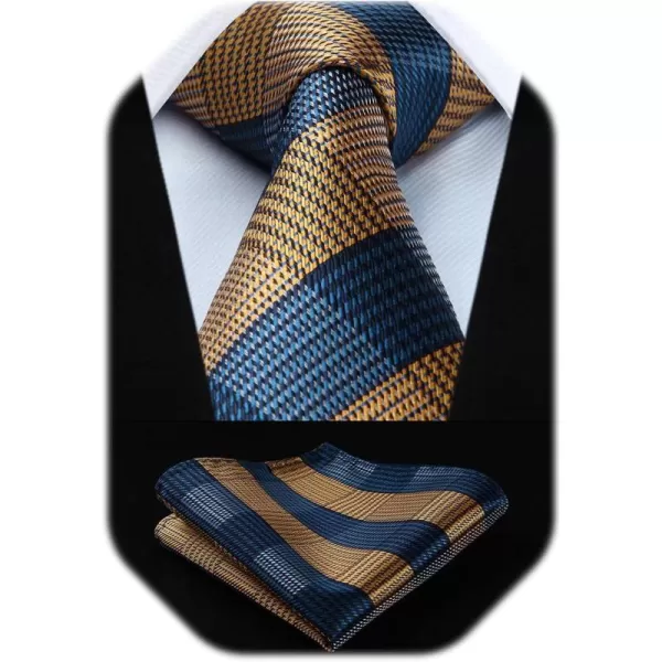 HISDERN Ties for Men Solid Houndstooth Neckties Handkerchief Formal Business Tie &amp; Pocket Square Set Wedding Party