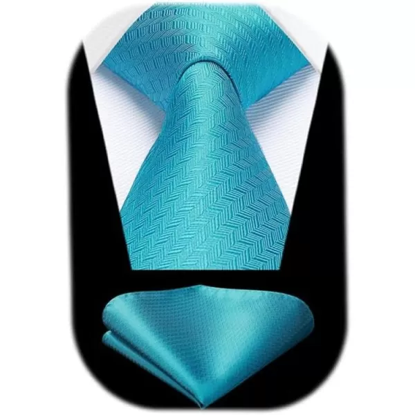 HISDERN Ties for Men Solid Houndstooth Neckties Handkerchief Formal Business Tie &amp; Pocket Square Set Wedding Party