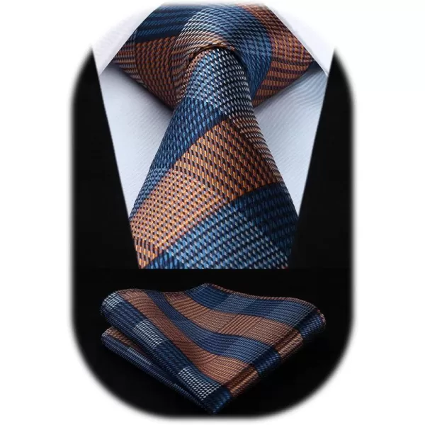 HISDERN Ties for Men Solid Houndstooth Neckties Handkerchief Formal Business Tie &amp; Pocket Square Set Wedding Party