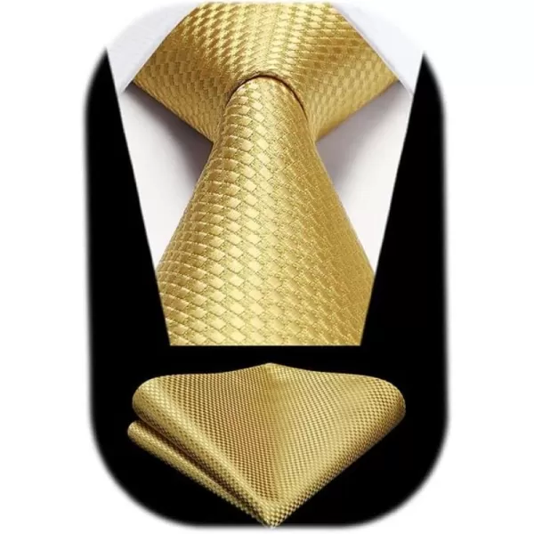 HISDERN Ties for Men Solid Houndstooth Neckties Handkerchief Formal Business Tie &amp; Pocket Square Set Wedding Party