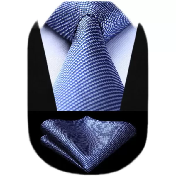 HISDERN Ties for Men Solid Houndstooth Neckties Handkerchief Formal Business Tie &amp; Pocket Square Set Wedding Party