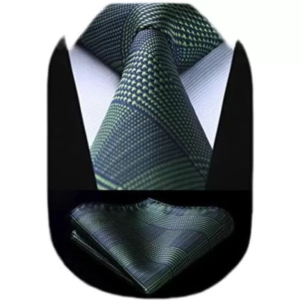 HISDERN Ties for Men Solid Houndstooth Neckties Handkerchief Formal Business Tie &amp; Pocket Square Set Wedding Party