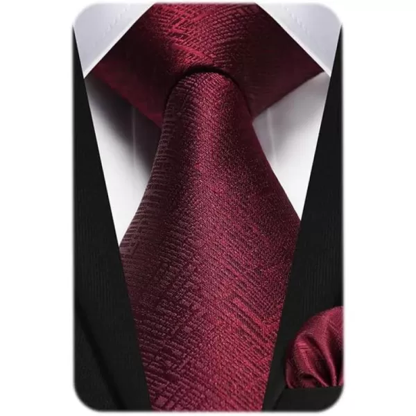 HISDERN Ties for Men Solid Houndstooth Neckties Handkerchief Formal Business Tie &amp; Pocket Square Set Wedding Party