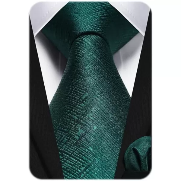 HISDERN Ties for Men Solid Houndstooth Neckties Handkerchief Formal Business Tie &amp; Pocket Square Set Wedding Party