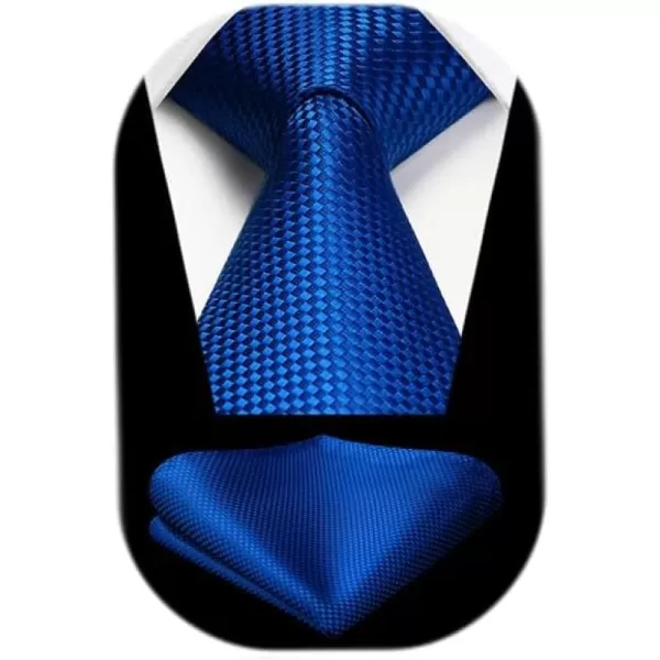 HISDERN Ties for Men Solid Houndstooth Neckties Handkerchief Formal Business Tie &amp; Pocket Square Set Wedding Party