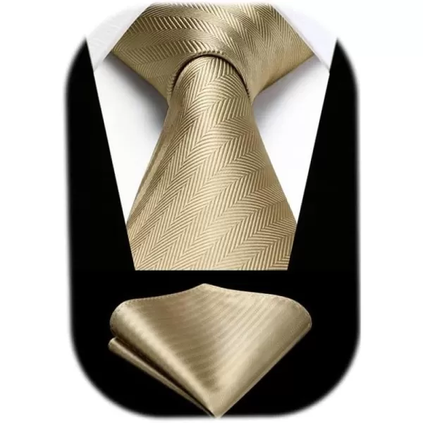 HISDERN Ties for Men Solid Houndstooth Neckties Handkerchief Formal Business Tie &amp; Pocket Square Set Wedding Party