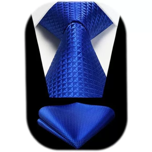 HISDERN Ties for Men Solid Houndstooth Neckties Handkerchief Formal Business Tie &amp; Pocket Square Set Wedding Party