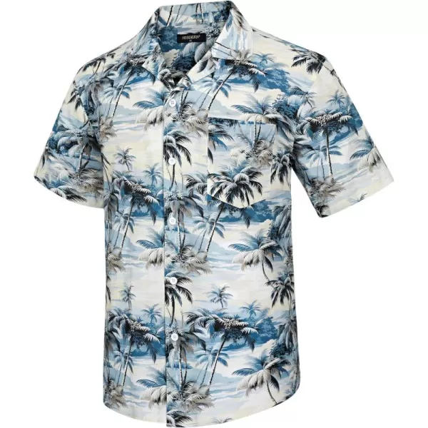 Mens Hawaiian Shirts Short Sleeve Button Down Tropical Beach Shirt 100% Cotton Summer Casual Vacation Floral Aloha Shirt
