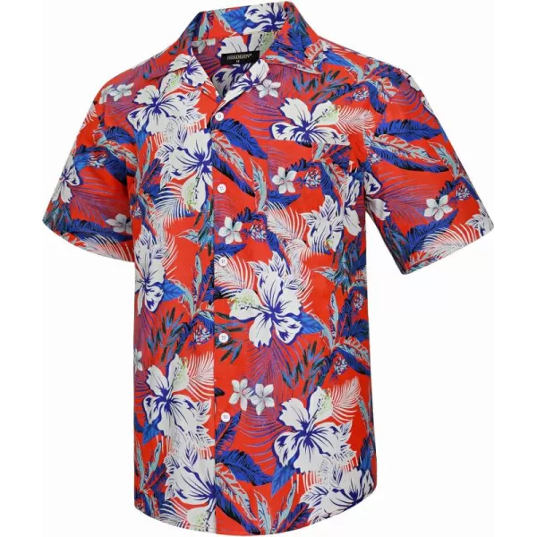 Mens Hawaiian Shirts Short Sleeve Button Down Tropical Beach Shirt 100% Cotton Summer Casual Vacation Floral Aloha Shirt