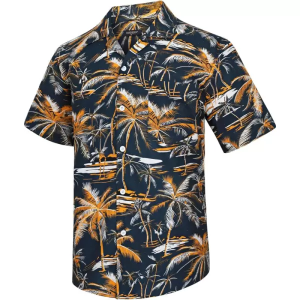 Mens Hawaiian Shirts Short Sleeve Button Down Tropical Beach Shirt 100% Cotton Summer Casual Vacation Floral Aloha Shirt