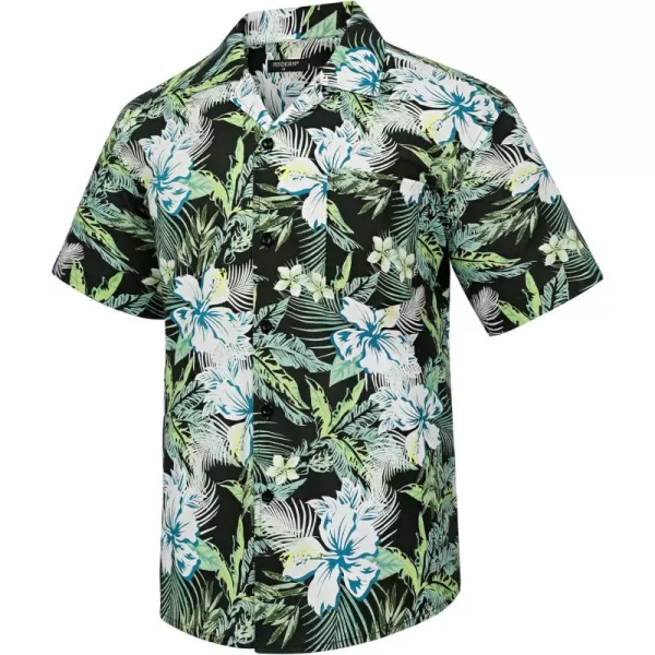 Mens Hawaiian Shirts Short Sleeve Button Down Tropical Beach Shirt 100% Cotton Summer Casual Vacation Floral Aloha Shirt