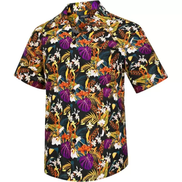 Mens Hawaiian Shirts Short Sleeve Button Down Tropical Beach Shirt 100% Cotton Summer Casual Vacation Floral Aloha Shirt