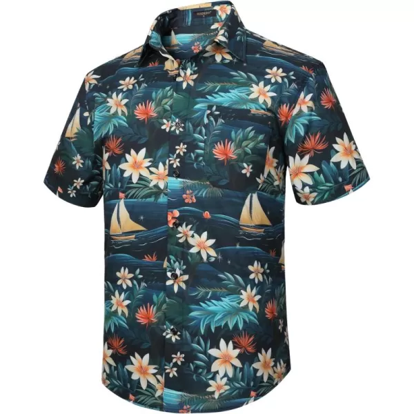 Men's Hawaiian Shirts Short Sleeve Floral Tropical Aloha Shirt Casual Summer Button Down Holiday Beach Shirt with Pocket