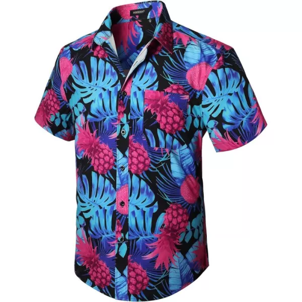 Men's Hawaiian Shirts Short Sleeve Floral Tropical Aloha Shirt Casual Summer Button Down Holiday Beach Shirt with Pocket