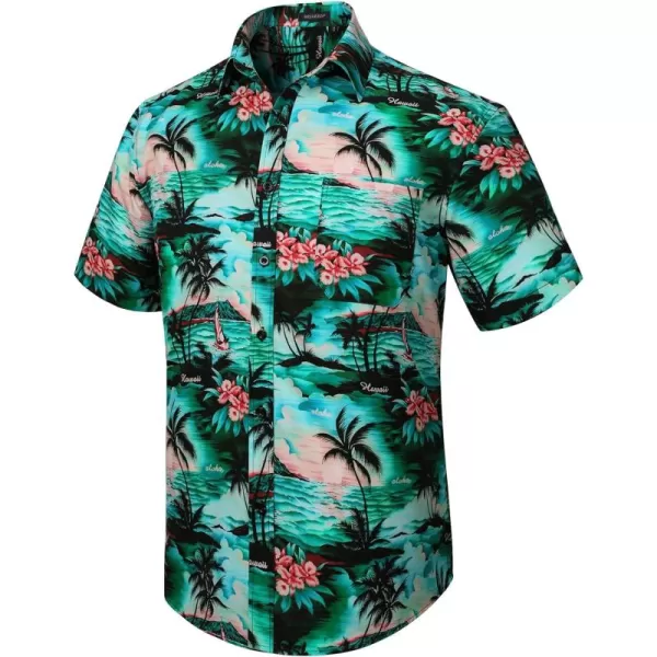 Men's Hawaiian Shirts Short Sleeve Floral Tropical Aloha Shirt Casual Summer Button Down Holiday Beach Shirt with Pocket