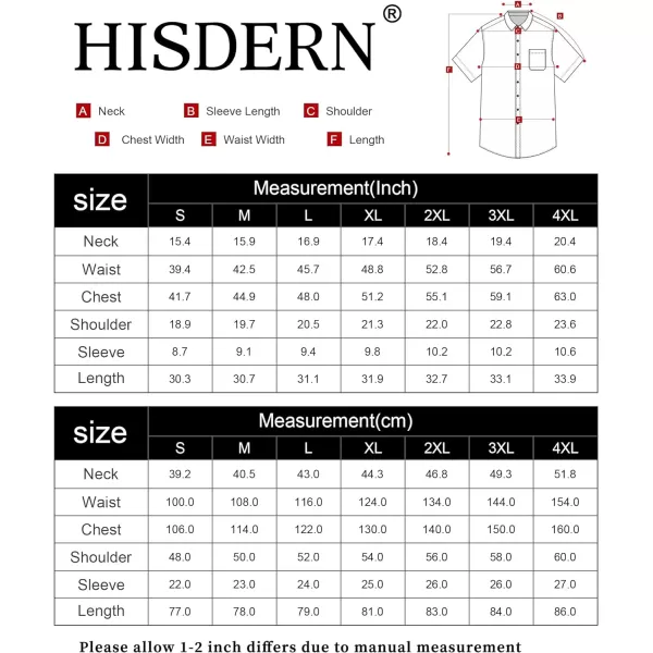 HISDERN Linen Cotton Shirts for Men Short Sleeve Casual Summer Button Down Shirt Beach Vacation Shirt with Pocket