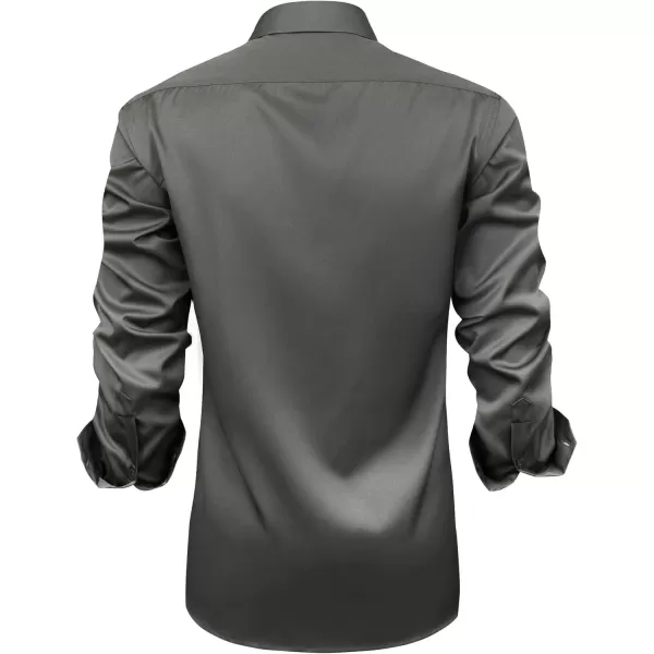 HISDERN Mens Dress Shirts Long Sleeve Button Down Casual Shirts for Men Inner Contrast Formal Business Tuxedo Wedding Shirt)
