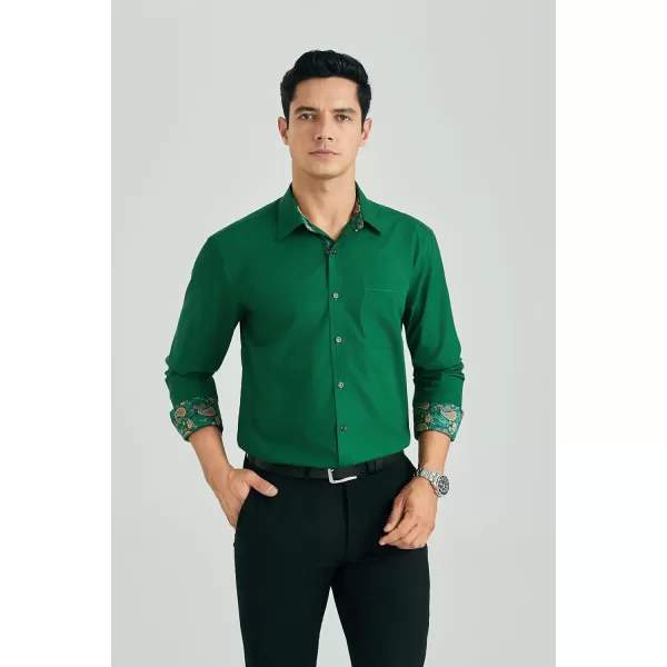 HISDERN Mens Dress Shirts Long Sleeve Button Down Casual Shirts for Men Inner Contrast Formal Business Tuxedo Wedding Shirt