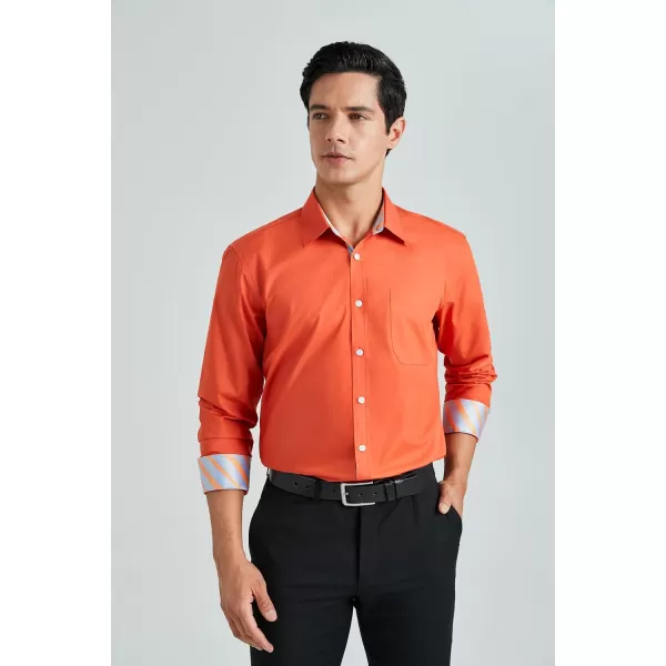 HISDERN Mens Dress Shirts Long Sleeve Button Down Casual Shirts for Men Inner Contrast Formal Business Tuxedo Wedding Shirt