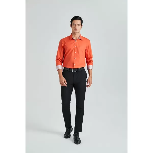 HISDERN Mens Dress Shirts Long Sleeve Button Down Casual Shirts for Men Inner Contrast Formal Business Tuxedo Wedding Shirt