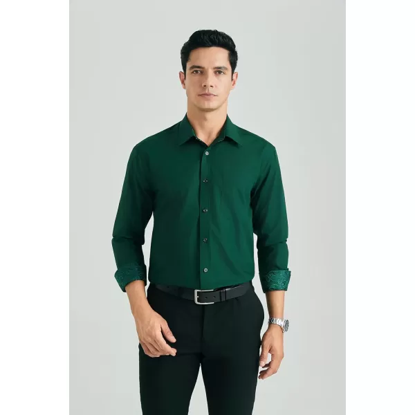 HISDERN Mens Dress Shirts Long Sleeve Button Down Casual Shirts for Men Inner Contrast Formal Business Tuxedo Wedding Shirt
