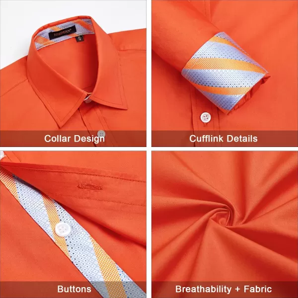 HISDERN Mens Dress Shirts Long Sleeve Button Down Casual Shirts for Men Inner Contrast Formal Business Tuxedo Wedding Shirt