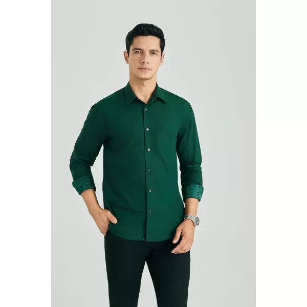 HISDERN Mens Dress Shirts Long Sleeve Button Down Casual Shirts for Men Inner Contrast Formal Business Tuxedo Wedding Shirt