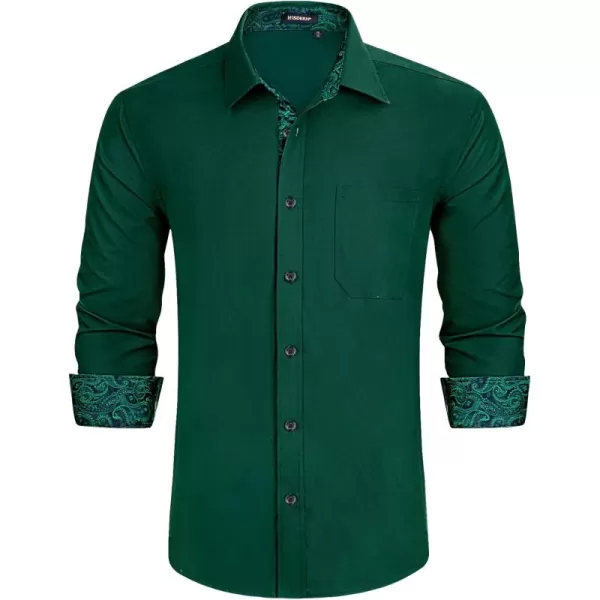 HISDERN Mens Dress Shirts Long Sleeve Button Down Casual Shirts for Men Inner Contrast Formal Business Tuxedo Wedding Shirt
