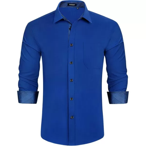 HISDERN Mens Dress Shirts Long Sleeve Button Down Casual Shirts for Men Inner Contrast Formal Business Tuxedo Wedding Shirt