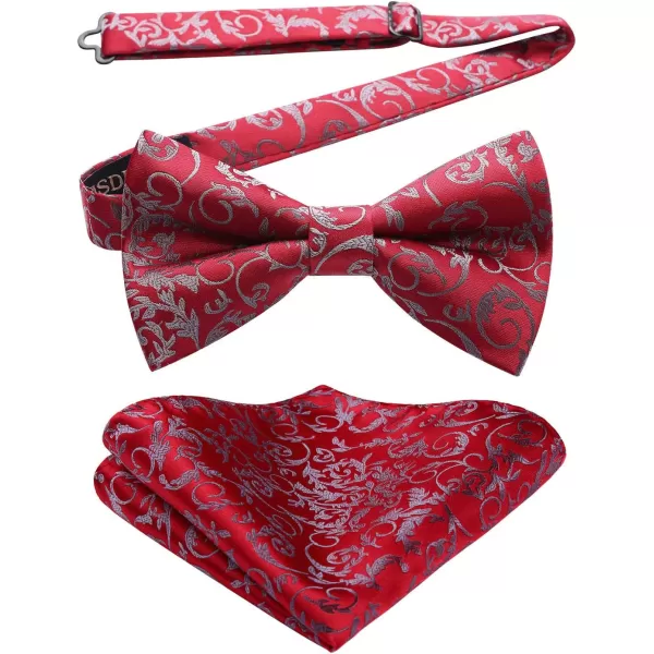 HISDERN Bow Ties for Men Pre-tied Paisley Bow Ties Pocket Square Set Men's Bowtie Wedding Party