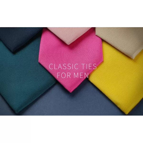 HISDERN Mens Ties Handkerchief Solid Color Ties for Men Necktie with Pocket Square Set for Classic Wedding