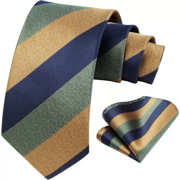 HISDERN Mens Ties Striped Ties for Men Formal Tie and Pocket Square Set Necktie for Wedding Business Graduation