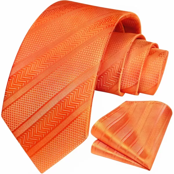 HISDERN Stripe Tie Mens Ties with Pocket Square Set Classic 3.4'' Silk Formal Necktie Handkerchief for Business Wedding
