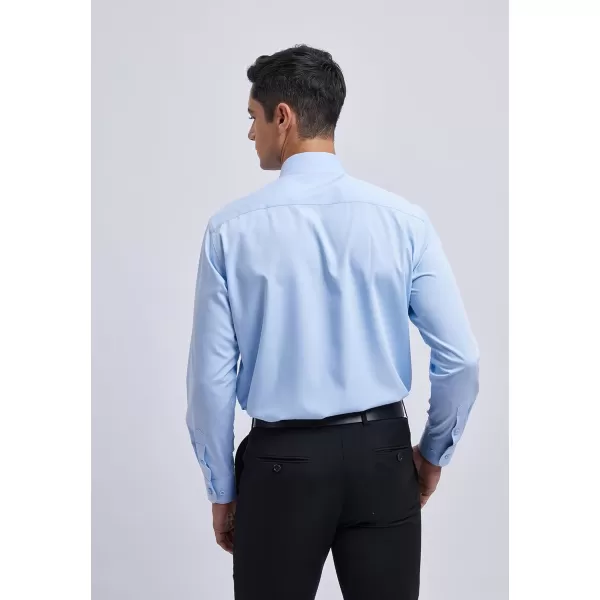 Men's Solid Long Sleeve Dress Shirt with Matching Tie and Handkerchief Set Classic Button Down Formal Business Shirts