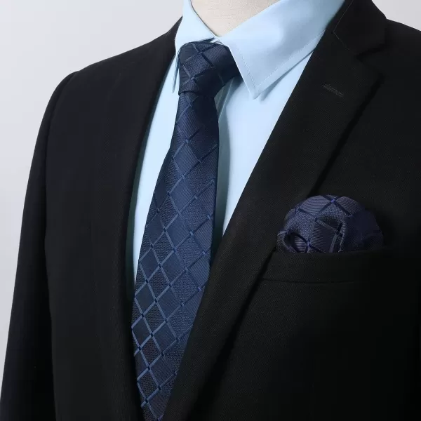 Men's Solid Long Sleeve Dress Shirt with Matching Tie and Handkerchief Set Classic Button Down Formal Business Shirts