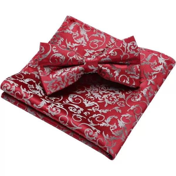 HISDERN Bow Ties for Men Pre-tied Paisley Bow Ties Pocket Square Set Men's Bowtie Wedding Party